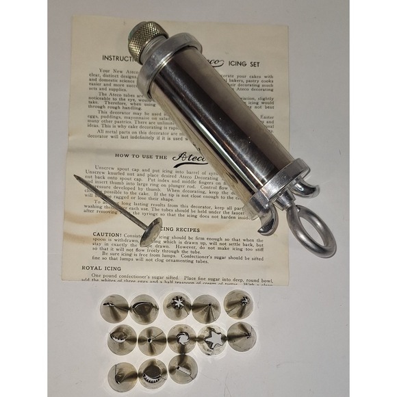 Ateco Icing Set 13 Tips Vintage Decorating Piping - Picture 2 of 14